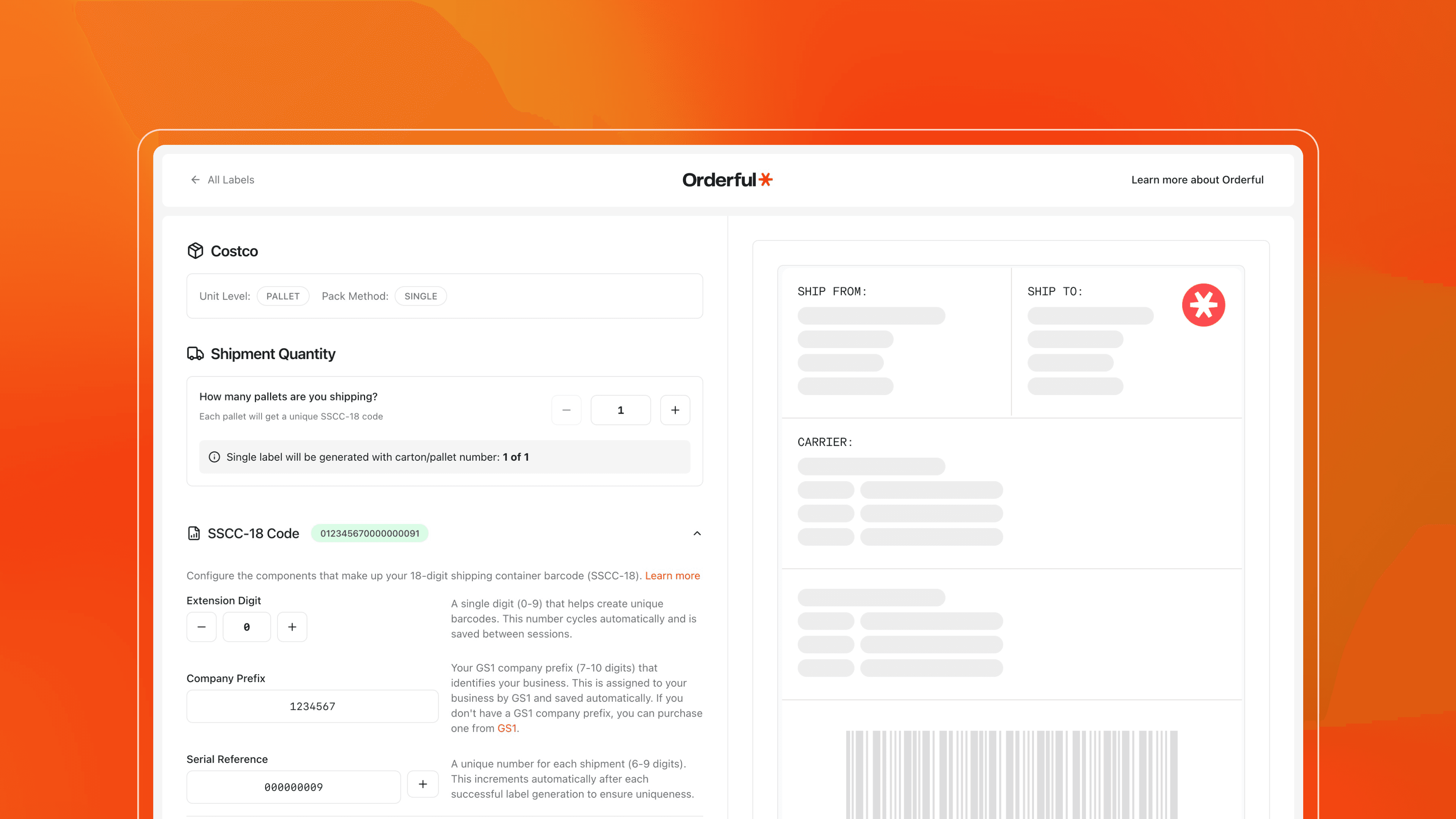 Orderful's GS1 Label Creator