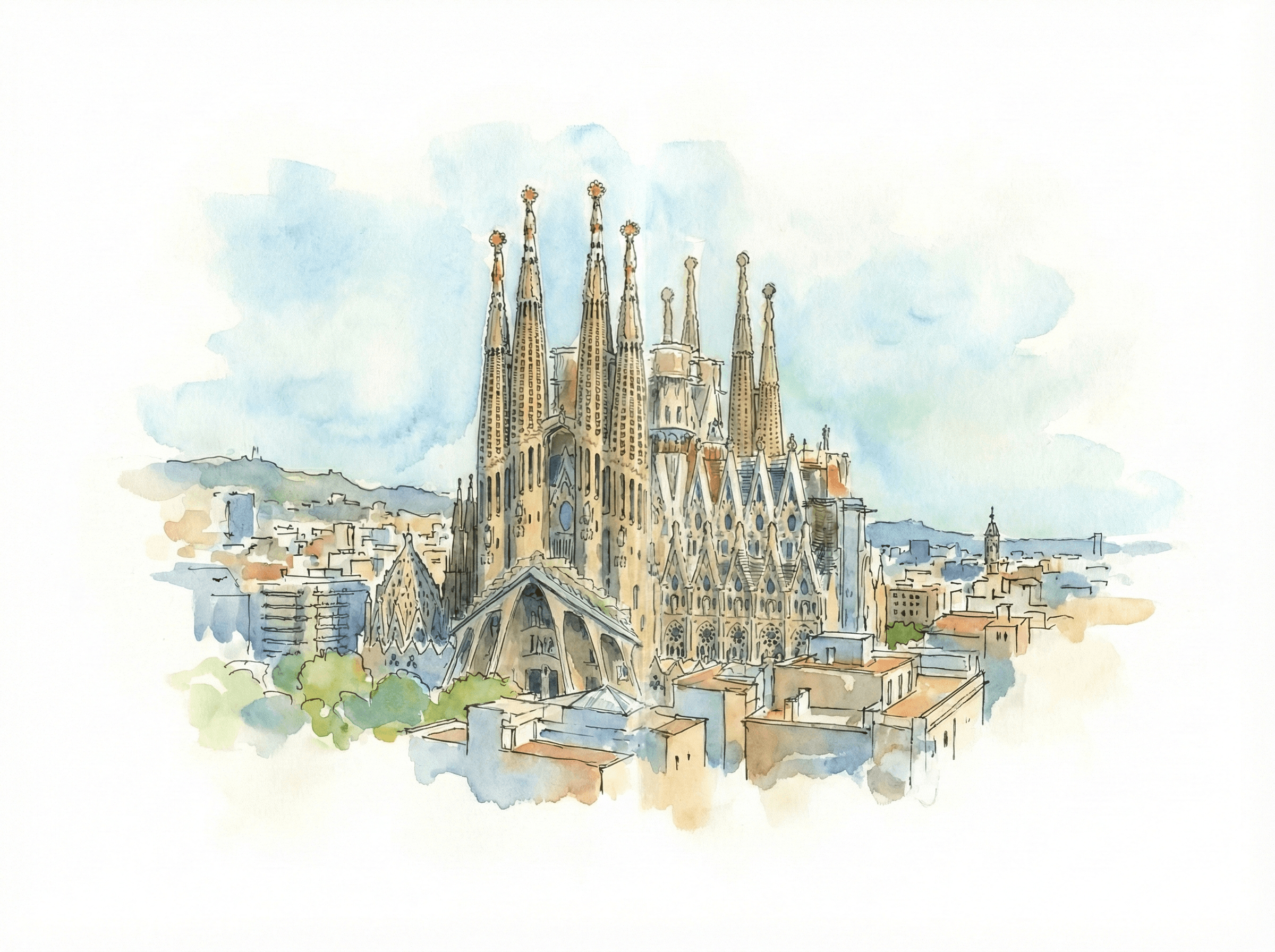 Barcelona cityscape with Sagrada Familia